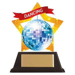 DANCE GLITTERBALL STAR ACRYLIC MEDAL 60mm-80mm PACK 10 WITH RIBBONS 3 PACK SIZES