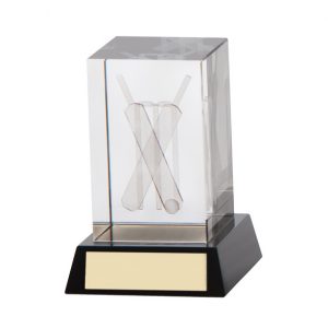 Conquest Cricket 3D Crystal Award – 100mm