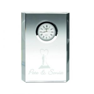 CLEAR GLASS RECTANGLE CLOCK – 4.75in