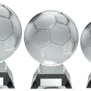 LARGE CLEAR GLASS FOOTBALL TROPHY