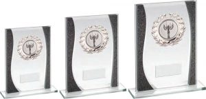 JADE/SILVER RECTANGLE GLASS WITH SILVER WREATH TRIM TROPHY