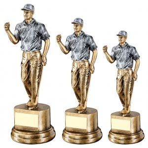 BRZ/PEW MALE ‘CLENCHED FIST’ GOLFER TROPHY