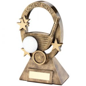 BZ/G/WH GOLF OVAL/STARS SERIES TROPHY – LONGEST DRIVE (1in CENTRE) 7.25in