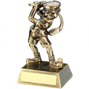 BRZ/GOLD MALE COMIC GOLF FIGURE WITH PLATE – 5.5in