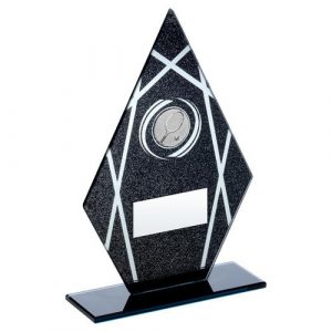BLACK/SILVER PRINTED GLASS DIAMOND WITH TENNIS INSERT TROPHY