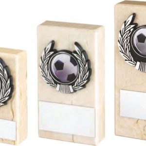 CREAM MARBLE AND SILVER TRIM TROPHY