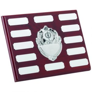 ROSEWOOD PLAQUE WITH CHROME FRONTS AND PLATES