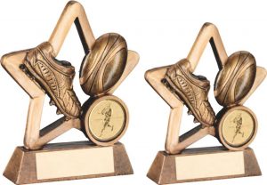 BRZ/GOLD RESIN RUGBY MINI STAR TROPHY