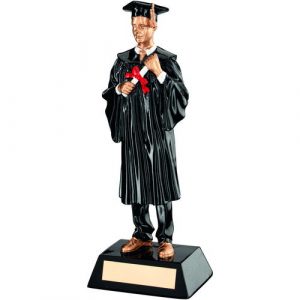 BLK/GOLD RESIN MALE GRADUATE WITH PLATE –       9.25in