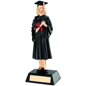 BLK/GOLD RESIN FEMALE GRADUATE WITH PLATE –    9.25in