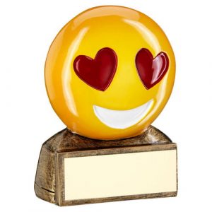 BRZ/YELLOW/RED ‘HEART EYES EMOJI’ FIGURE WITH PLATE – 2.75in