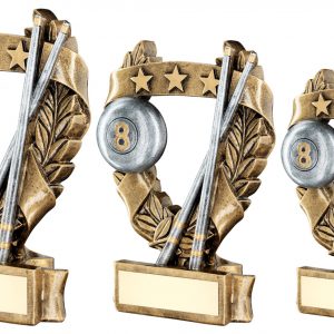Brz/Gold Pool/Snooker Oval/Stars Series Trophy 3 sizes free engraving & p&p 