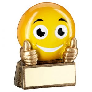BRZ/YELLOW ‘THUMBS UP EMOJI’ FIGURE WITH PLATE – 2.75in