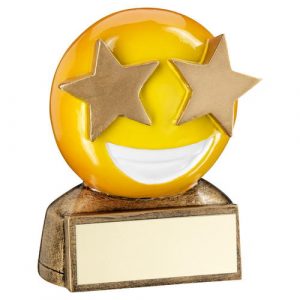 BRZ/YELLOW ‘STAR EYES EMOJI’ FIGURE WITH PLATE – 2.75in