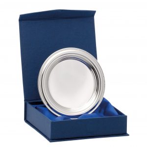Nickel Plated Salver with Ribbed Edge & Centre Holder inc Presenation Box