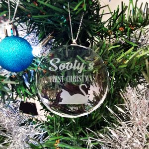 Clear Glass Personalised Christmas Decoration 70mm