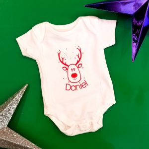 Personalised ‘Reindeer & Name’ Baby Bodysuit