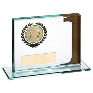 JADE GLASS PLAQUE WITH MULTI ATHLETICS INSERT AND PLATE GOLD 1ST – 3.25 x 4in