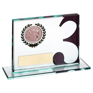 JADE GLASS PLAQUE WITH MULTI ATHLETICS INSERT AND PLATE BRONZE 3RD – 3.25 x 4in