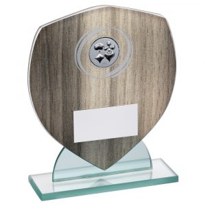 WOOD EFFECT GLASS SHIELD WITH CARDS