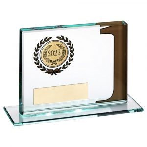 JADE GLASS PLAQUE WITH NUMBER AND PLATE (1in CENTRE) – GOLD 1ST 3.25 x 4in