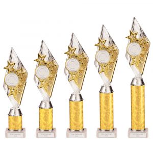 Pizzazz Plastic Tube Trophy Silver & Gold