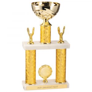 2-Tier Column Tower Trophy Gold Cup Multisport Award FREE Engraving Martial Arts