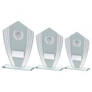 White & Silver Glass Shield Plaque