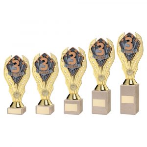 Gold Third Disc On Cream Marble Trophy